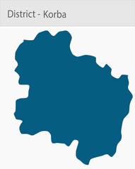 Fototapeta premium Korba_Map_Chhattisgarh detailed map illustration graphic for educational reference, geographic visualization, design layouts, presentations, digital m