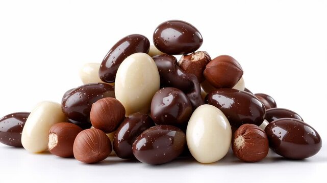 A colorful pile of sugared almonds and hazelnuts dragees invites joy and sweetness. These treats are perfect for sharing during festive occasions or as a delightful snack at home
