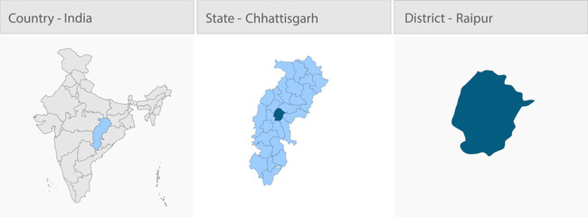 Obraz premium Raipur_city_Map_Chhattisgarh detailed map illustration graphic for educational reference, geographic visualization, design layouts, presentations, dig