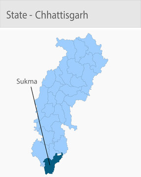 Sukma-Chhattisgarh_Map_Chhattisgarh detailed map illustration graphic for educational reference, geographic visualization, design layouts, presentatio