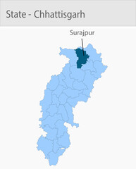 Fototapeta premium Surajpur-Chhattisgarh_Map_Chhattisgarh detailed map illustration graphic for educational reference, geographic visualization, design layouts, presenta