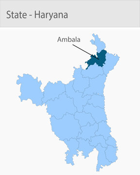 Ambala-Haryana Map_Haryana detailed map illustration graphic for educational reference, geographic visualization, design layouts, presentations, digit