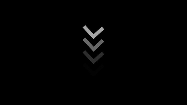 Animated arrows for the overlay video layer swipe down animation. suitable for business, investment, Arrow icon concept arrows up to down. down -directional arrow loop animation
