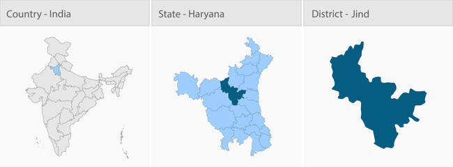 Obraz premium Jind City Map_Haryana detailed map illustration graphic for educational reference, geographic visualization, design layouts, presentations, digital me