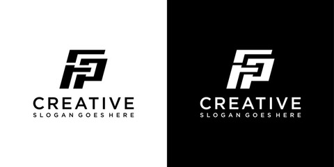 FP or PF initial letter logo design vector