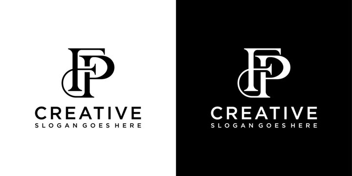 FP or PF initial letter logo design vector