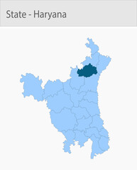 Obraz premium Kurukshetra-Haryana Map_Haryana detailed map illustration graphic for educational reference, geographic visualization, design layouts, presentations,