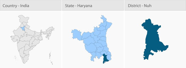 Obraz premium Nuh City Map_Haryana detailed map illustration graphic for educational reference, geographic visualization, design layouts, presentations, digital med