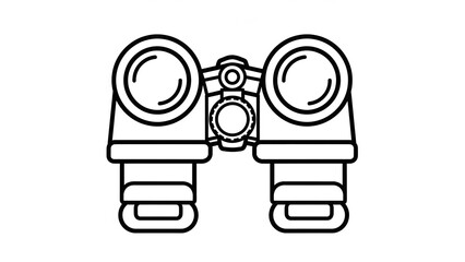 A detailed line drawing of a pair of binoculars on a white background perfect for exploration and observation concepts
