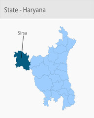 Fototapeta premium Sirsa-Haryana Map_Haryana detailed map illustration graphic for educational reference, geographic visualization, design layouts, presentations, digita