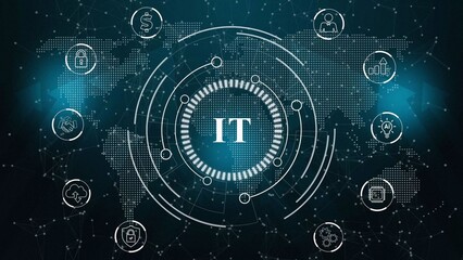 Obraz premium IT consultant presenting tag cloud about information technology. Motion graphics of IT concept