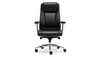 Fototapeta premium Luxury black leather office chair with chrome base