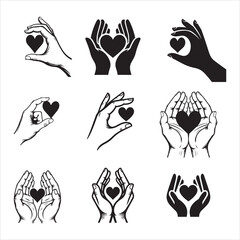 Relationship Love Hands Heart Silhouette Vector Design