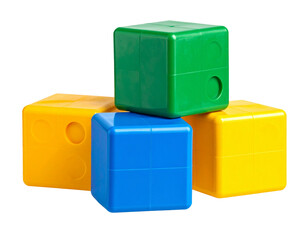 Fototapeta premium Stacked vibrant geometric blocks arranged in playful formation