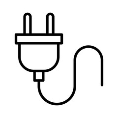 Electric power plug with cable, linear icon. Energy connection, household appliance supply, and charging concept. Line with editable stroke