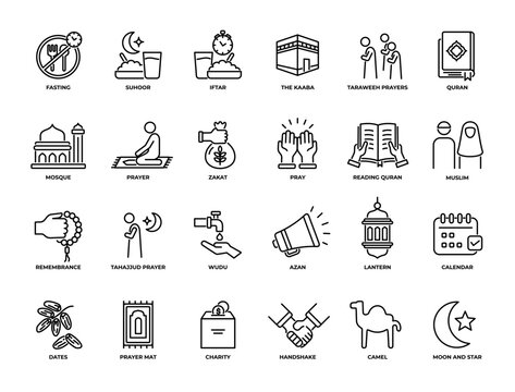 Ramadan icon set pack collection. Vector Illustrator