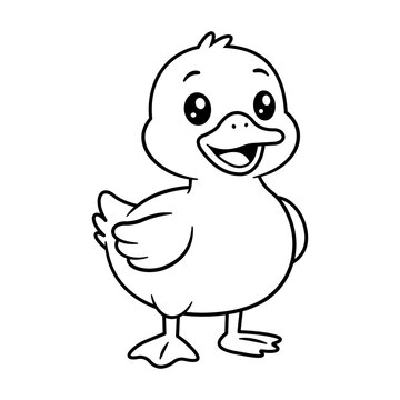 Duckling cartoon character Line art for coloring book