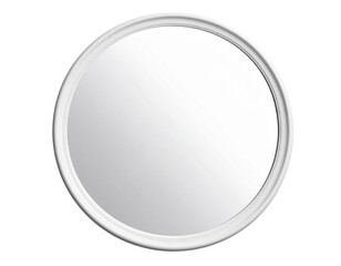 A perfectly round, bright white mirror with a subtle convex curvature