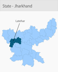 Fototapeta premium Latehar-Jharkhand_Map detailed map illustration graphic for educational reference, geographic visualization, design layouts, presentations, digital me