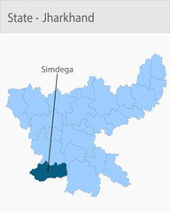 Obraz premium Simdega-Jharkhand_Map detailed map illustration graphic for educational reference, geographic visualization, design layouts, presentations, digital me