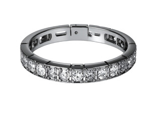 Elegant eternity band with square-cut diamonds in a platinum setting
