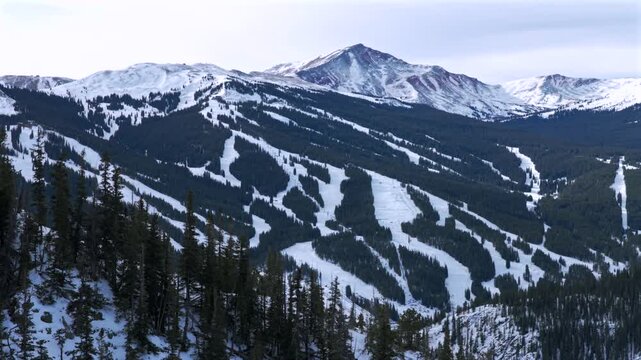 Jacque Peak Halfpipe Copper Mountain Ski Resort Ten Mile Peak Canyon mountainside i70 winter morning aerial drone view December East Center Village Mayflower Gulch Wheeler Junction ski Trails circle