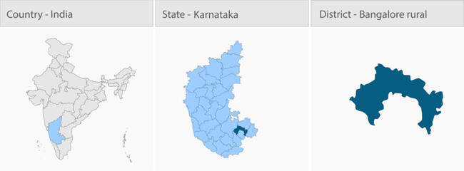 Obraz premium Bangalore_rural_Map_vector detailed map illustration graphic for educational reference, geographic visualization, design layouts, presentations, digit