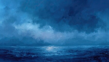 Moody, turbulent ocean under a dramatic, dark, cloudy sky
