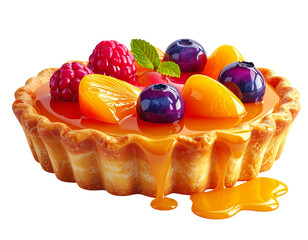 Sweet, glossy tart overflows with fresh berries, fruit slices, and dripping glaze