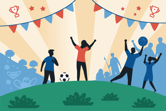 Community Sports Day Social Bonding Illust