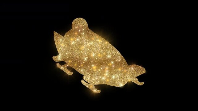 Luxury bobsleigh with golden glitter, alpha channel