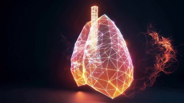 A digitally rendered image of glowing lungs showcasing the intersection of health and technology.