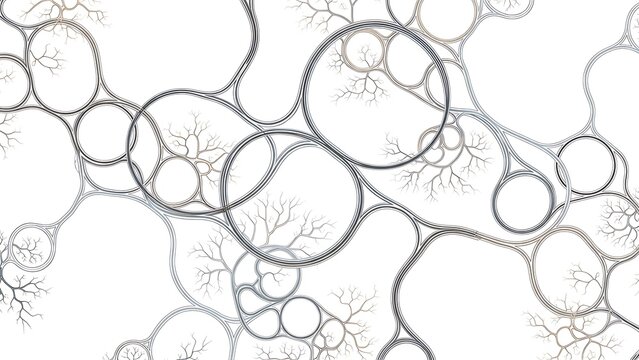 Hand Drawn Neuron Network Diagram With Synaptic Connections And Brain Cells Illustration