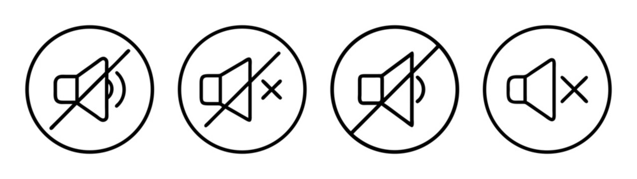 Mute icon set. no sound volume off symbol. speaker sign.