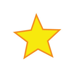 Obraz premium Bright yellow star icon with orange outline Vector, illustration