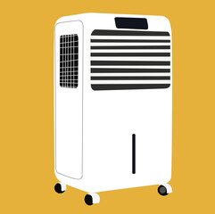 Humidifiers. Air purifiers. Air purifier with a digital screen and leafs blown by the wind