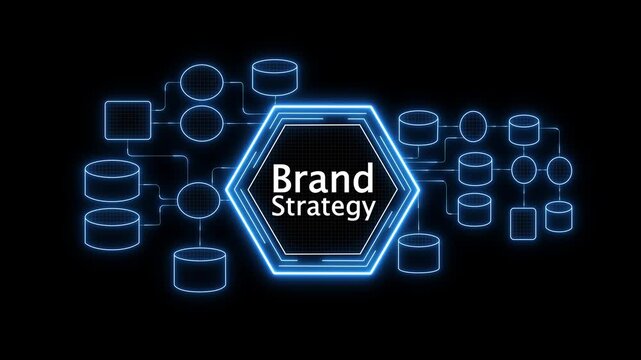 Abstract automation technology background. Business, Technology, Internet and network concept."BRAND STRATEGY" a crucial business strategy for workforce business,4k animation video
