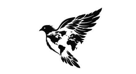 Fototapeta premium Dove of peace with world map wings symbolizing global harmony and unity
