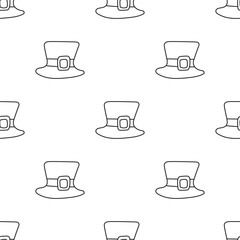 Leprechaun Hat Outline Seamless Pattern Vector, Minimalist St. Patrick's Day Icon Background