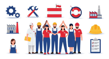 Fototapeta premium Diverse Team of Workers with Industry and Safety Gear