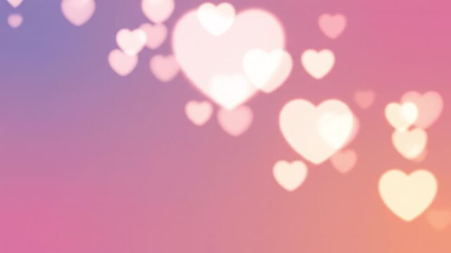 Soft heart bokeh pastel gradient background with warm pink and purple tones creating romantic dreamy atmosphere and gentle light blur blurred glowing heart bokeh pastel gradient background conveying