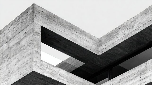 Stark Geometric Concrete Architecture with Intersecting Angles.
