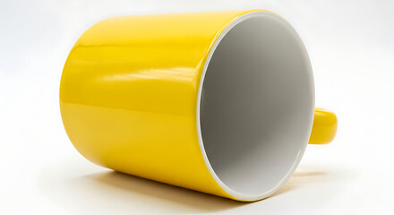 Bright yellow empty cylindrical container isolated on white background 3D render