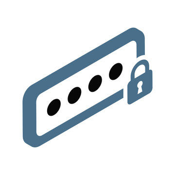 Password field with padlock symbol, strong password generator lesson, multi factor authentication demo, security conference breakout session, compliance training graphic