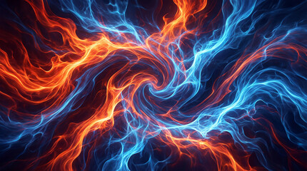 Abstract Fire and Ice Energy Waves Background with Glowing Plasma Motion