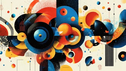 Abstract geometric composition of vibrant shapes