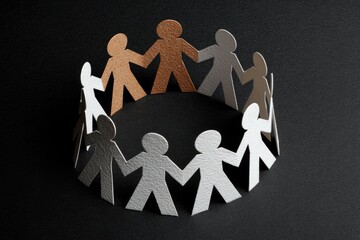 Paper figures in a circle, linked hands, diverse skin tones