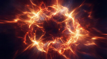 Fiery Energy Ring Background with Glowing Plasma Fire Circle Explosion