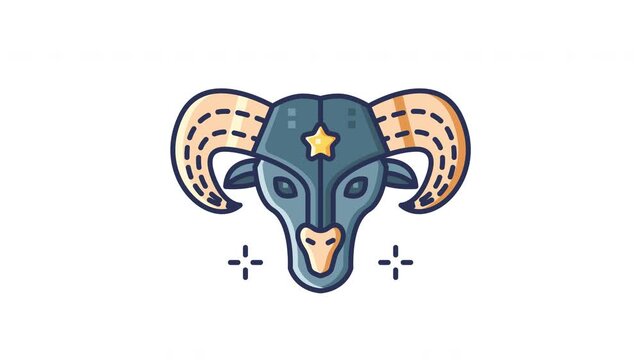 Aries Animated Icon. Seamless Looping