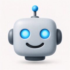 Obraz premium 3D Friendly Robot Head Icon – AI Assistant Design in Ultra HD 8K